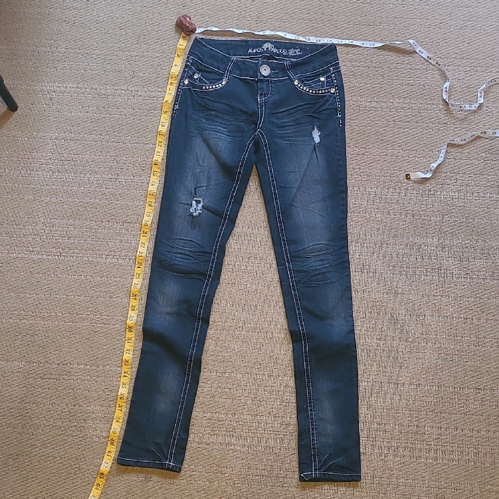 Almost Famous Distressed Dark Blue Skinny Jeans